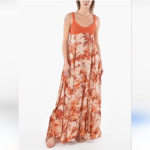 Alanui Hookipa Toile De Jouy Maxi Dress In Orange Size Small - Picture 12 of 13